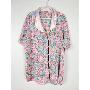 Victoria’s Secret Vintage Gold Label Floral Sleep Shirt Button Up Pink Vintage M